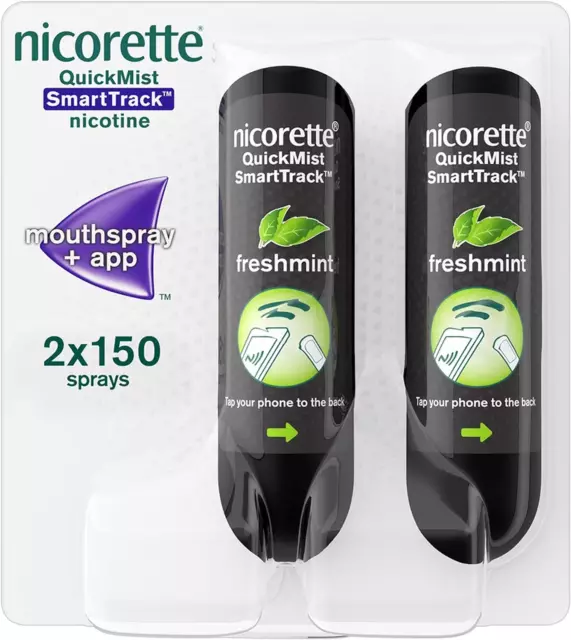 Quickmist Smarttrack 1 Mg/spray Mouthspray Nicotine Freshmint 2 X 150 Spray.