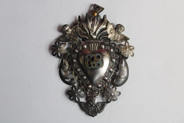 Ex Voto Per Grazia Ricevuta L68-EX VOTO PER Grazia Ricevuta-Epoca 1920-Cuore Sacro Religione