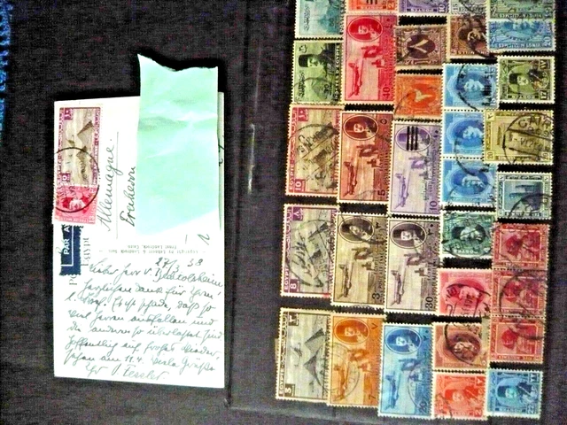 alte Briefmarken von Ägypten auf großer Steckkarte gestempelt, Lot, Posten