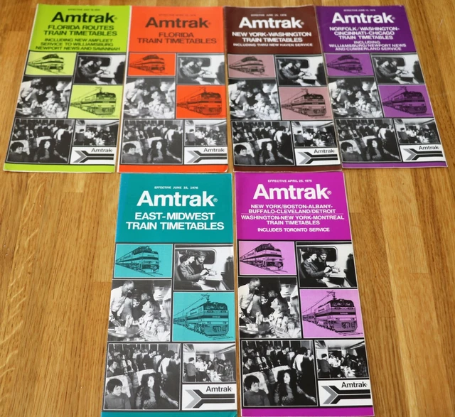 AMTRAK - 6 x Amtrak 1976 Train Timetables [USA] £12.00 - PicClick UK