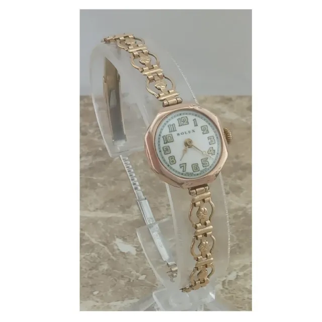 Vintage Mint 9k Gold Ladies Rolex Prima 15 Jewel Bracelet Wrist Watch 1953