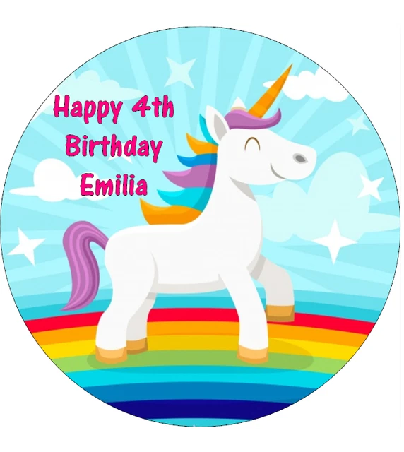 Sweet Tops Personalised Unicorn Rectangle Edible Cake Topper – Birthday, Icing, Made In UK