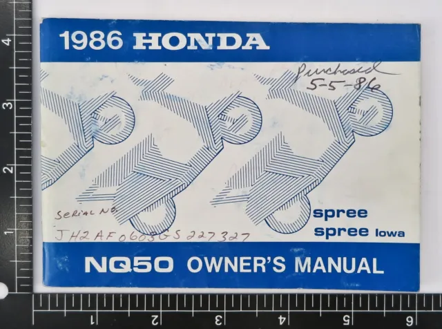1986 Honda NQ50 Spree 50cc Moped Scooter Owners Operator Manual OEM