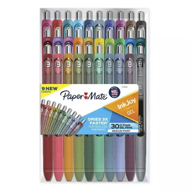 Plumas de gel Paper Mate InkJoy, colores surtidos, punto medio (0,7 mm), 30 unidades