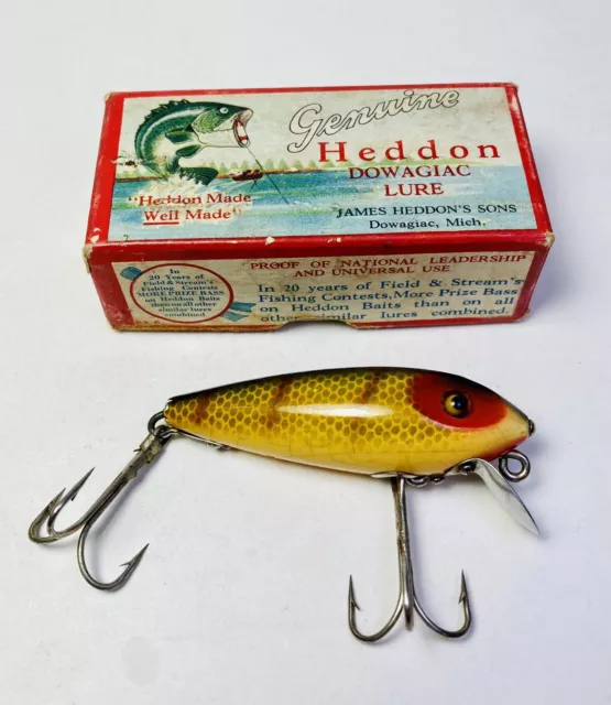VINTAGE HEDDON DOWAGIAC RIVER RUNT #119L Wooden Fishing Lure Circa 1935 In  Box $182.45 - PicClick