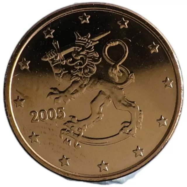 Finland 1 Euro Cent 2005 Finnish Heraldic Lion Copper Plated Steel Unc Coin #1