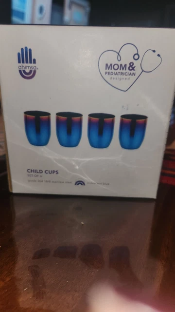 8 Ahimsa 8 Oz Cups 18/8 stainless steel. IRIDESCENT-BLUE