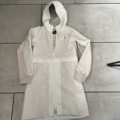 Nike Girls Sportswear Fleece Lined Beige Parka Hooded Coat (BV3058-133) Size S