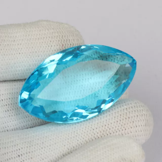 LAB CREATED MARQUISE Shape Hydrothermal Swiss Blue Topaz 80 Carat for ...