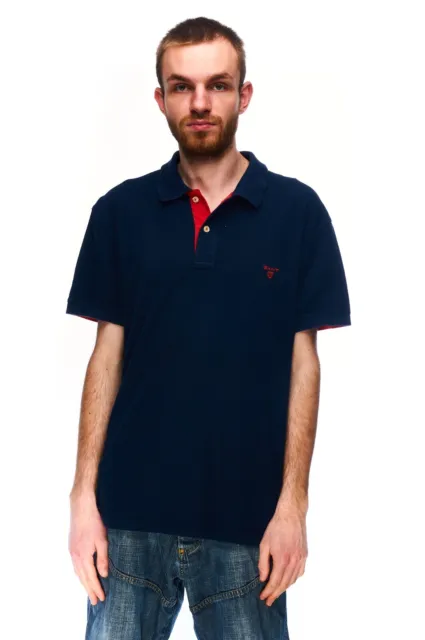 Polo Shirt uomo GANT blu navy piqué cotone manica corta taglia XL