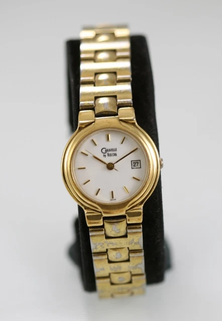 CARAVELLE BULOVA FEMME Montre Acier Inoxydable Or Wr Batterie Date