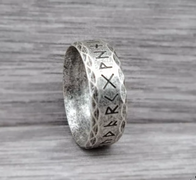 Titanium Steel Ring for Men & Women Nordic Viking Ancient Runes Ring Engraved