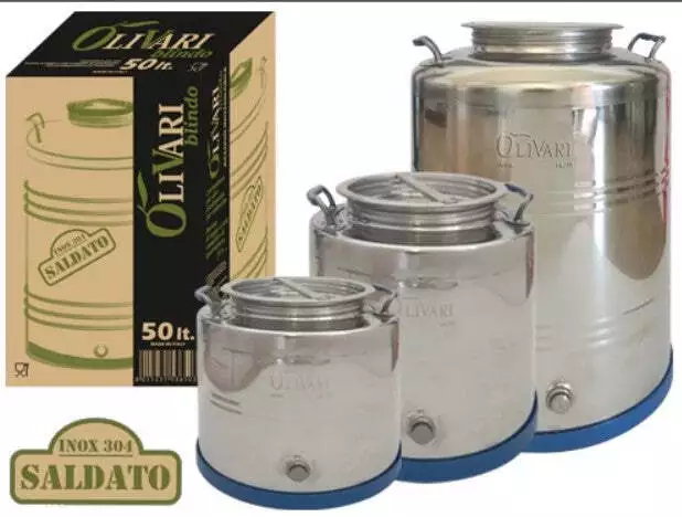 Contenitore fusto bidone in acciaio inox 15 litri per olio Olivari Blindo