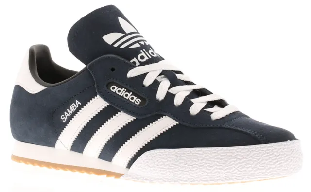 Scarpe da ginnastica Adidas Originals da uomo Samba in pelle scamosciata con lacci bianco navy UK S