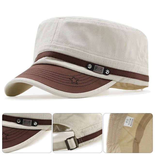 Men Cotton Adjustable Sun Cap Army Hat Baseball Cap Cadet Hat