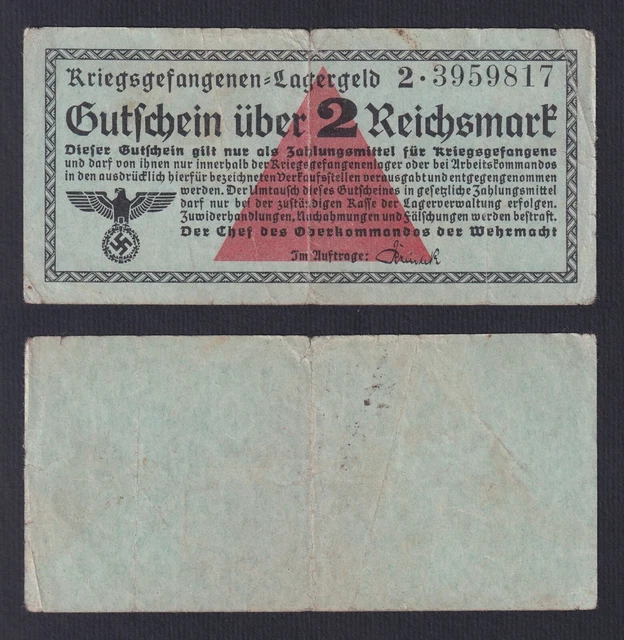 Germany 2 Reichsmark Lagergeld (Prisoner) 1939/1945 BB / VF C-08