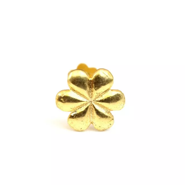 Klein Blume Echt Gold Nase Ohrstecker Massiv 18K Ring Schrauben Rückseite