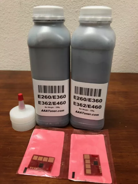 (200g x 2) Toner Refill for Lexmark E260, E260dn E360, E460 Printer + 2 Chip (200g x 2) Toner Refill for Lexmark E260, E260dn E360, E460 Printer + 2 Chip