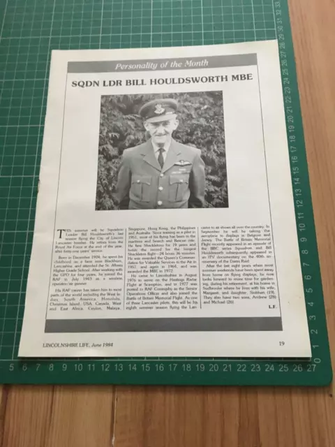 SQUADRON LEADER BILL HOULDSWORTH MBE LANCASTER PILOT-1984 original article