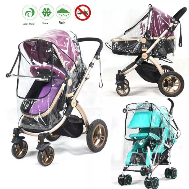 Universal Baby Buggy Pushchair Pram Transparent Wind Shield Rain Clear Cover UK