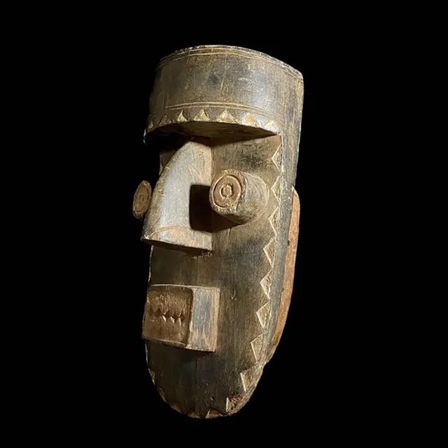 African Masks Tribal Face Vintage Carved Wood Hanging Grebo Mask -7316