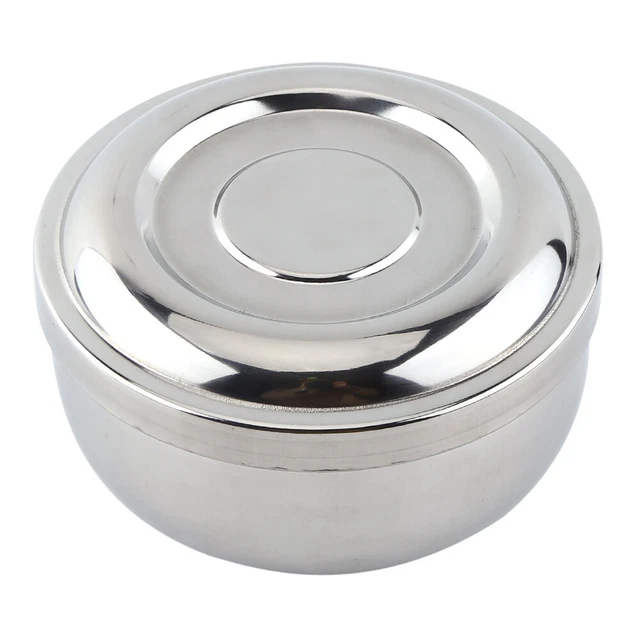 Tasse De Savon De Rasage En Alliage Bol Avec Couvercle + Manche Argent Im TOS