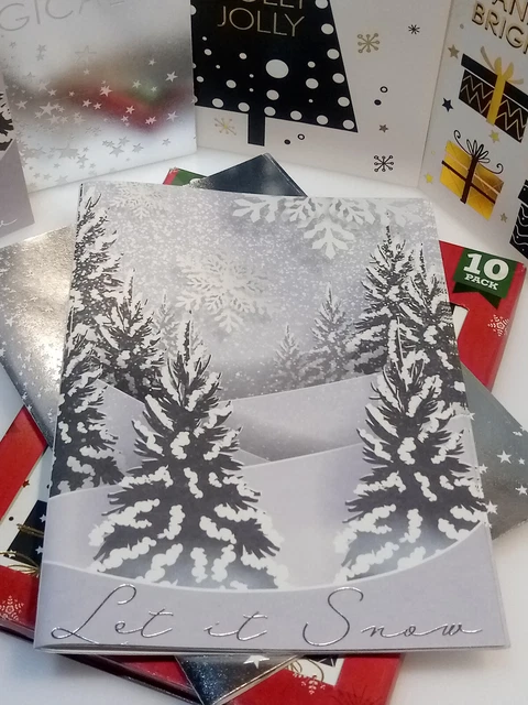 Two box's of 10 Christmas Cards 2 Designs Glitter And Foiled Christmas Card LIS