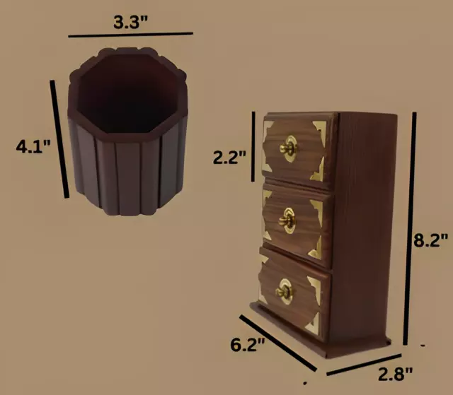 Combo de soporte para bolígrafo y caja organizadora de madera de sheesham... 3