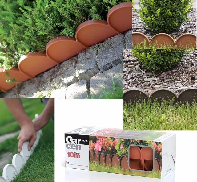 ZenXstore Bordo giardino di alta qualità - 2.3 metri - Garden Lawn Edge Border Palissade- Marrone o verde 10 pezzi 2.30m (verde
