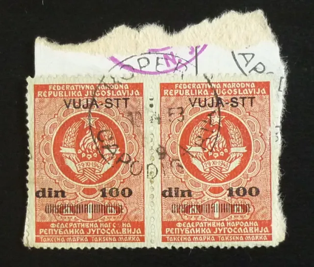Slovenia c1950 Italy VUJA STT Ovp. Yugoslavia Revenues Used on Fragment! US 28