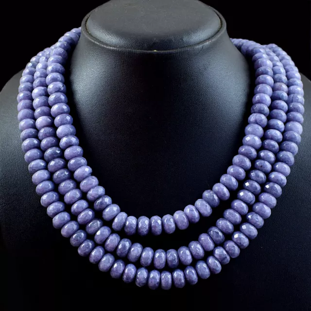 1190.00 Cts Natural 3 Line Iolite Round Faceted Beads Necklace NK 20E114 (DG)