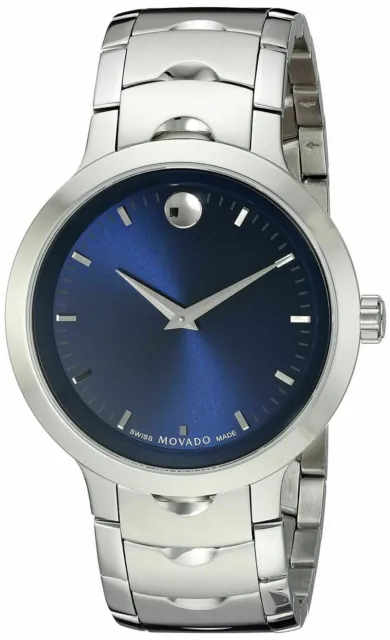 Movado Swiss Luno Men's Stainless Steel Blue Dial Swiss Watch 0607042