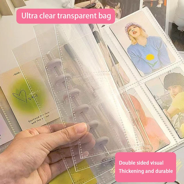 Álbum de almacenamiento de 7 anillos carpeta para tarjetas de fotos impermeable 20 hojas bolsillo recargable