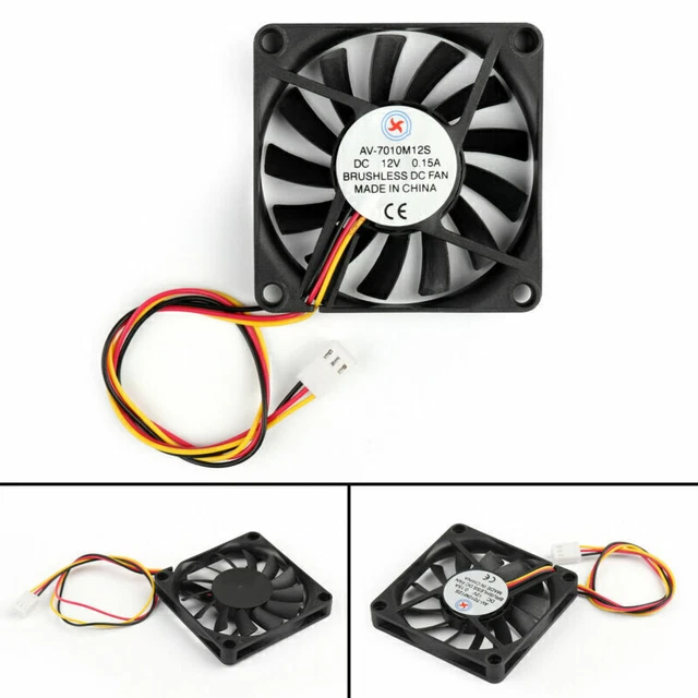 10Pcs DC Brushless Cool PC Computer Fan 12V 7010s 70x70x10mm 0.15A 3 Pin Wire