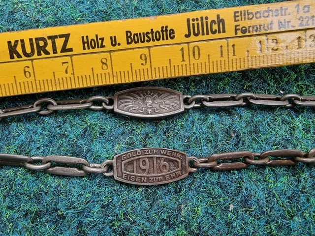 ALTER TASCHENUHR KETTE 1916 Gold zur wehr Eisen zur ehr top zustand EUR