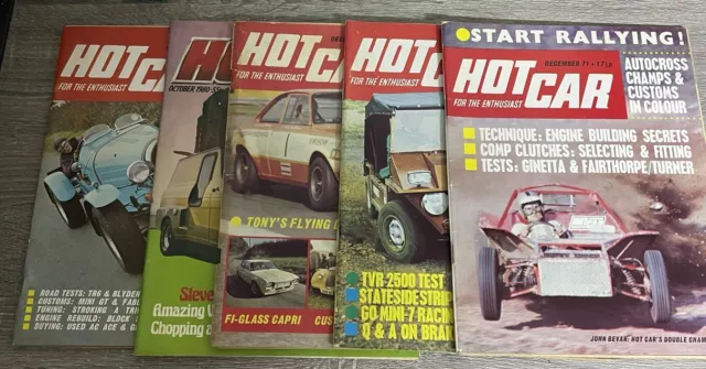 HOT CAR " FOR THE ENTHUSIAST Vintage Magazines X 5 Lot 2