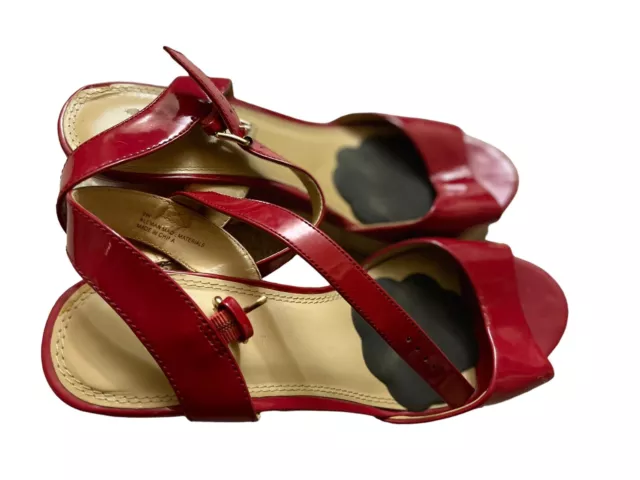 Lane Bryant Heels Women's 9 W Red Patent Espadrilles Wedge Platform Sandals