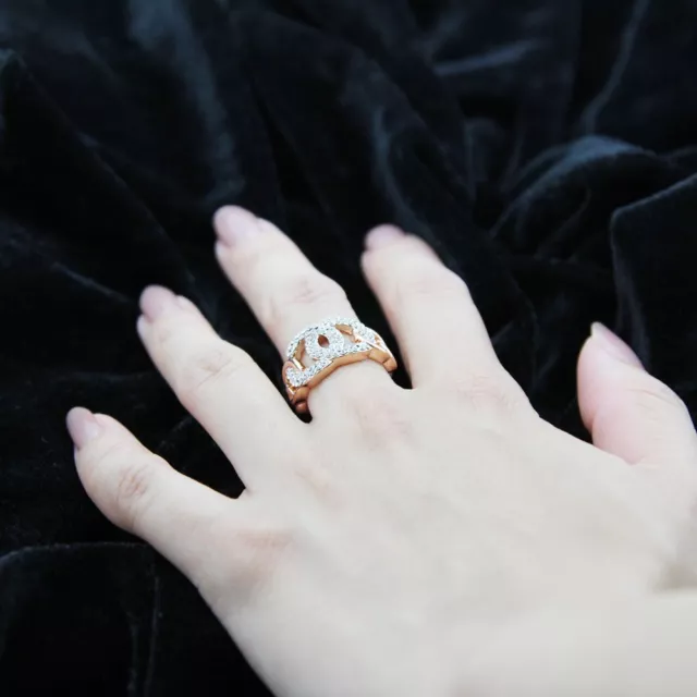 18K Gold / Rose Gold GF Gorgeous Crystal Hoops Wedding Engagement Ring Stunning 2