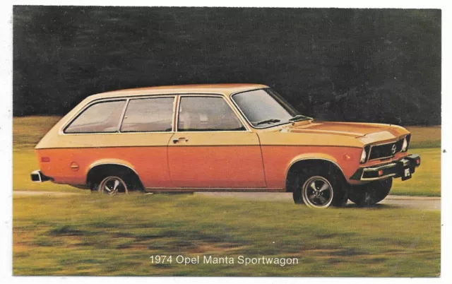 Postcard Williamantic CT Bunnell Buick Opel showing 1974 Opel Manta Sportwagon