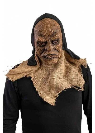 Épouvantail Masque Latex Jute Sac Crâne Halloween