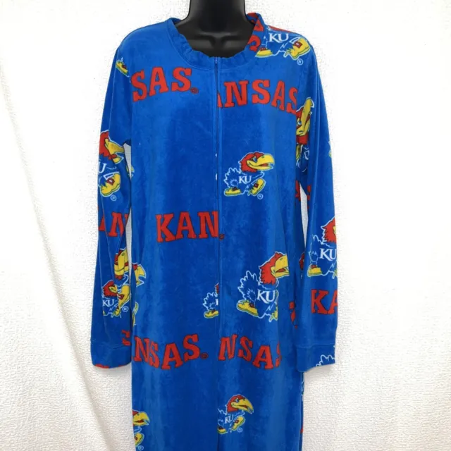 Kansas Jayhawks KU Size S One Piece Footed Winter Pajamas Zipper Down Unisex