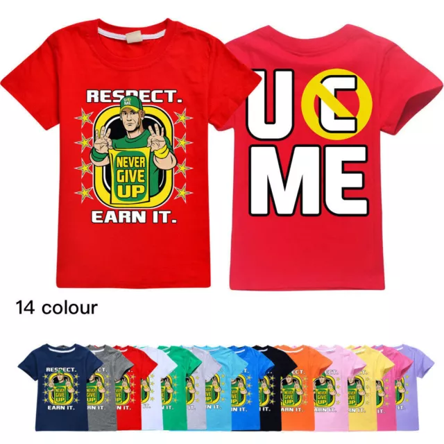 Kids Boys WWE John Cena Short Sleeve T-Shirt 100% Cotton Casual Tee Tops 2-14Y