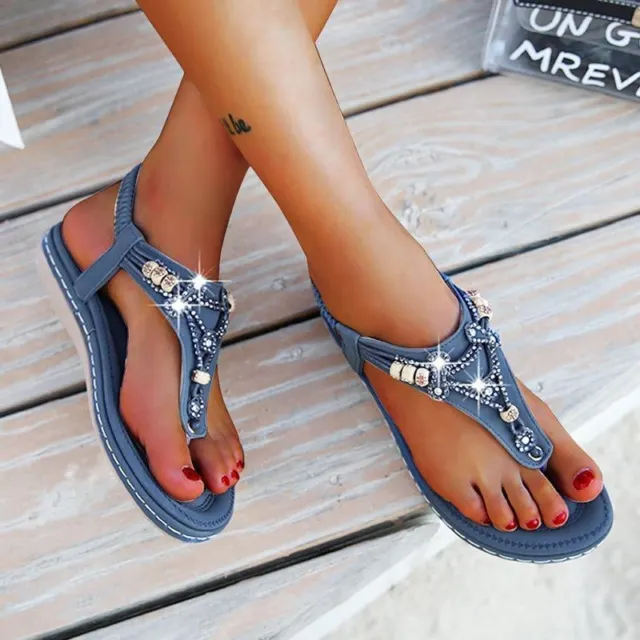 Women's Bohemian Flat Sandals Summer Casual Flip Flop Sandals Beach Dress Shoes