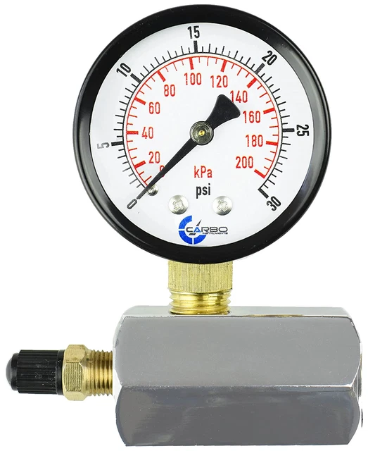 CARBO Instruments Gas Test Pressure Gauge 30 Pound, 30 PSI / 200 Kpa, 3/4” FNPT