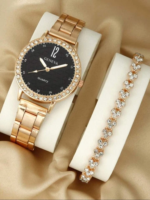 Women Ladies Girl Bracelet & Watch Set Bangle Quartz Jewellery Gift + Gift Box