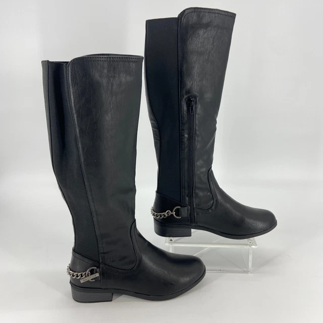 Nautica Ridgeland Womens 7 M Black Knee High Tall Riding Boots Zipper Block Heel