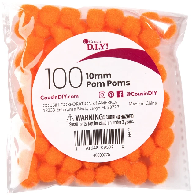 Pom-Poms 10mm 100/Paquete-Naranja -POM40000-775