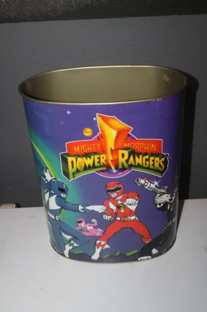 90s Rare Vintage Tin Metal Mighty Morphin Power Rangers Trash Can