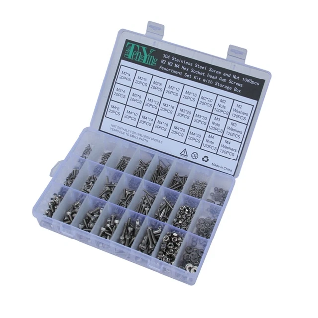 1080pcs Schraube und Mutter Automotive Metric Bolt Kits Schraube Mutter-Set