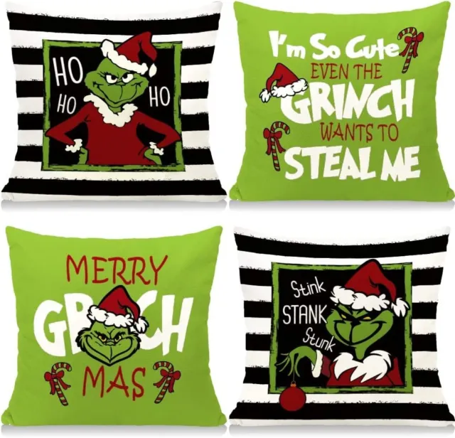 Christmas Pillow Covers 18x18 Set of 4 Christmas Decorations Farmhouse Merry